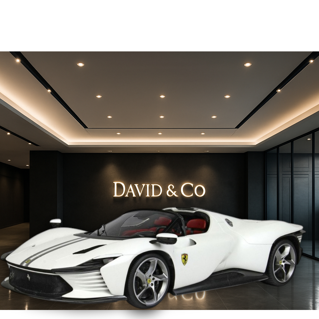 Ferrari Daytona SP3 Bianco King White with Blue Stripe